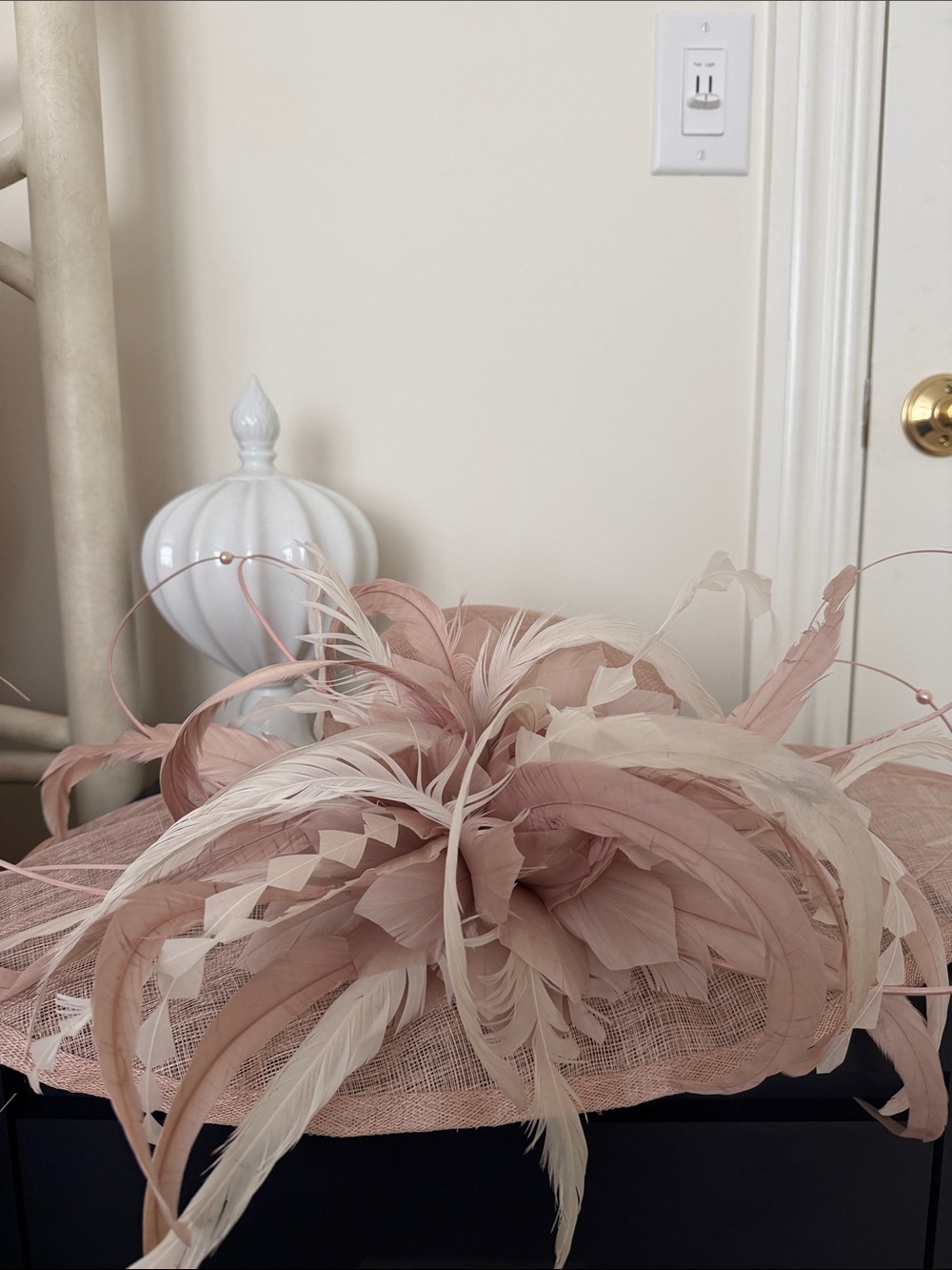 Blush Pink Feathered Fascinator Headpiece